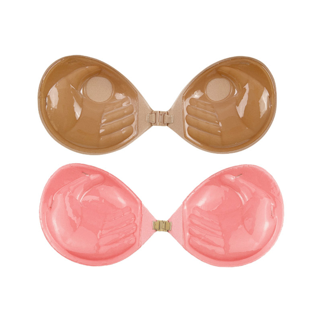 High Quality Boxed Women's Silicone Front Open Bra Strapless Wedding Party Invisible Bra Push up Nipple Chest Patch Silicone Bra