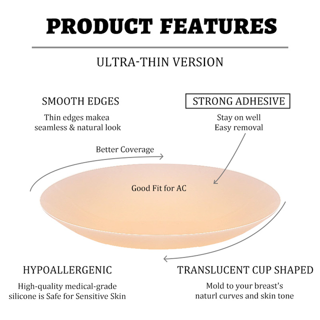 Invisible Round Shape Silicone Bra Pads Nipple Cover Adhesive Reusable Silicone Gel Nipple Cover