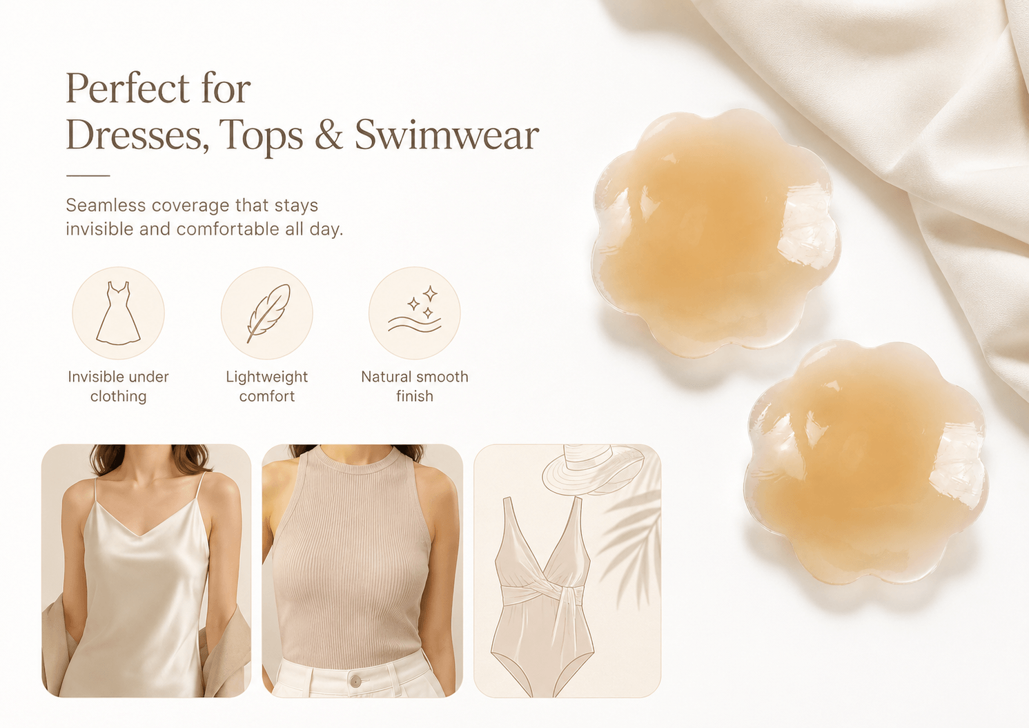 flower shape silicone nipple covers for dresses tops and swimwear
