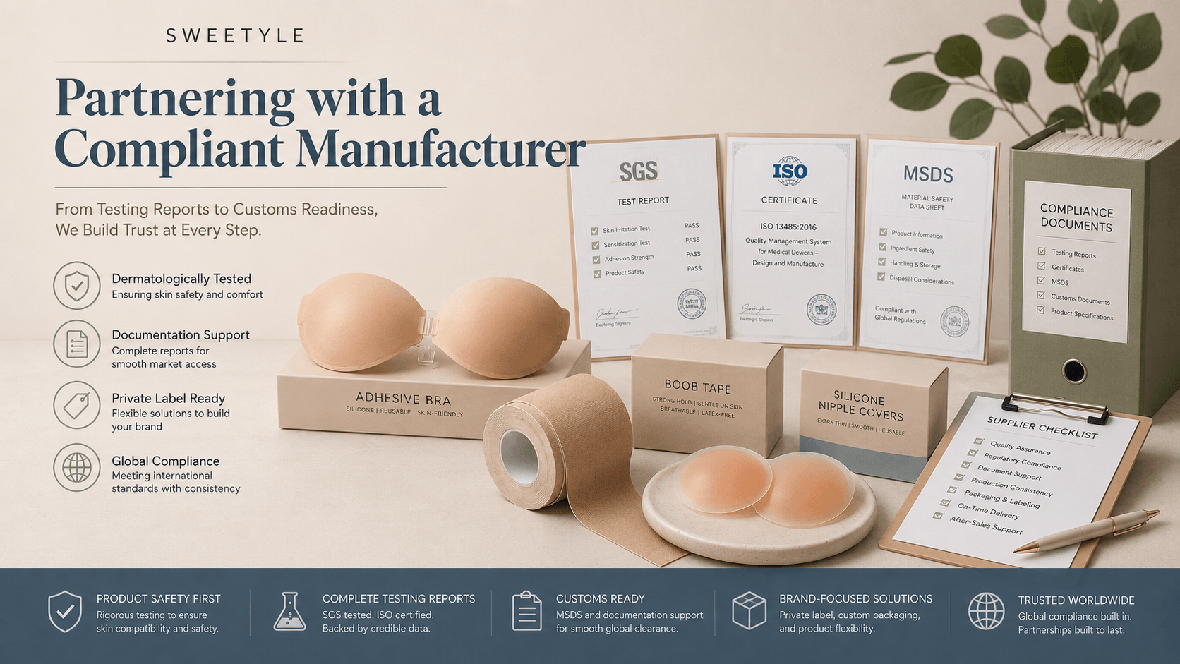 Compliant invisible bra manufacturer with SGS, ISO and MSDS documentation support.png