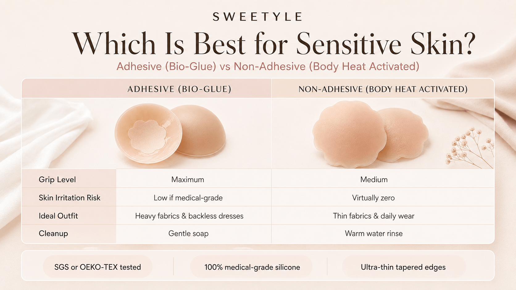 Comparison chart of adhesive bio-glue and non-adhesive nipple covers for sensitive skin..png