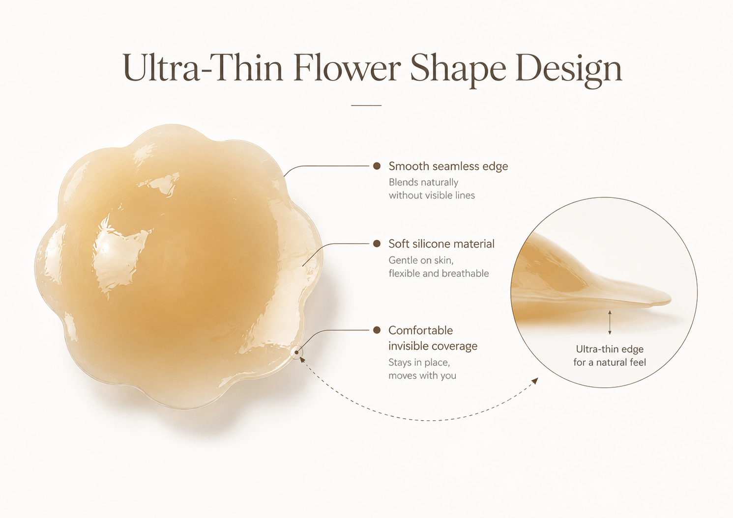 ultra thin flower shape nipple pasties with smooth seamless edge