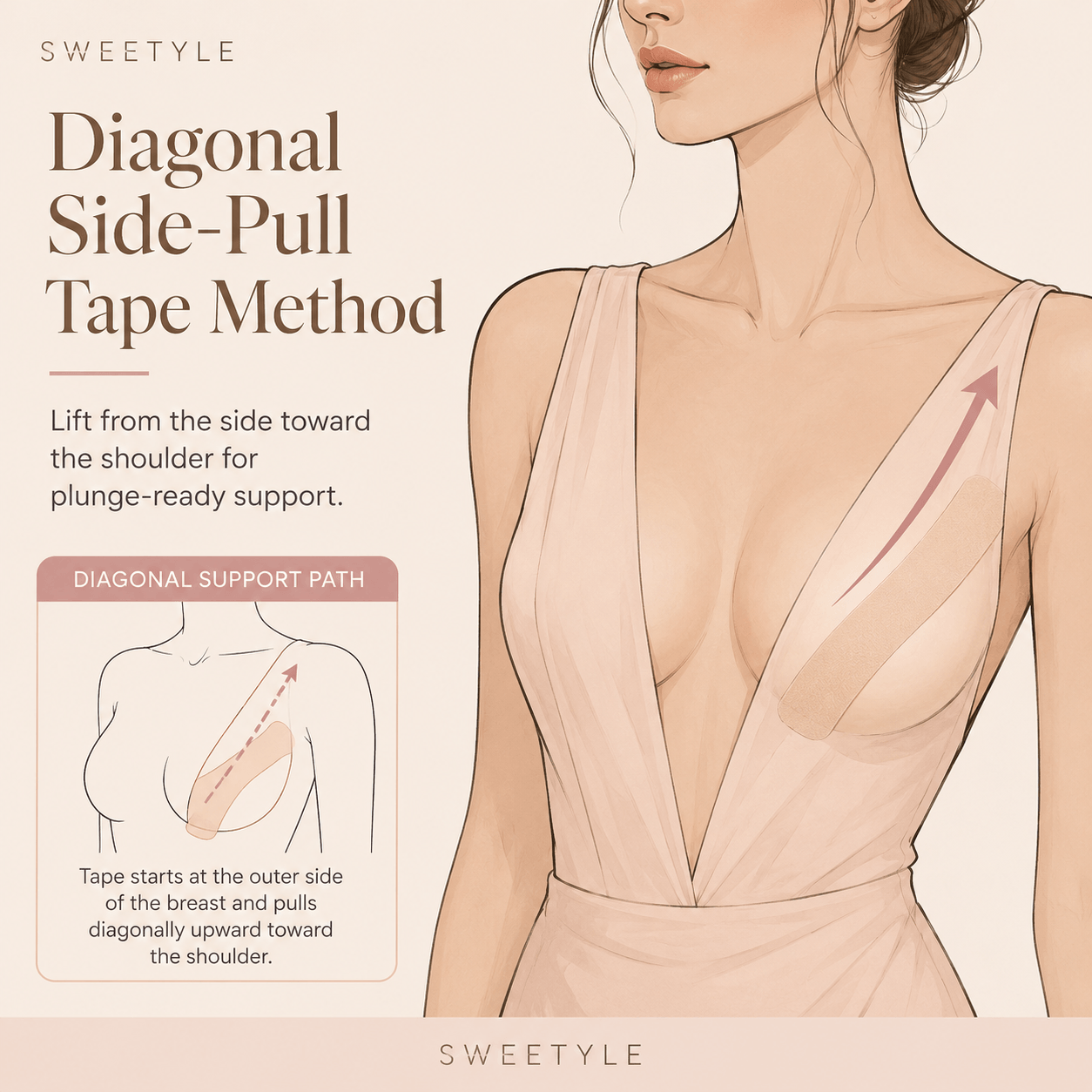 Diagonal taping technique for low-cut plunging necklines..png
